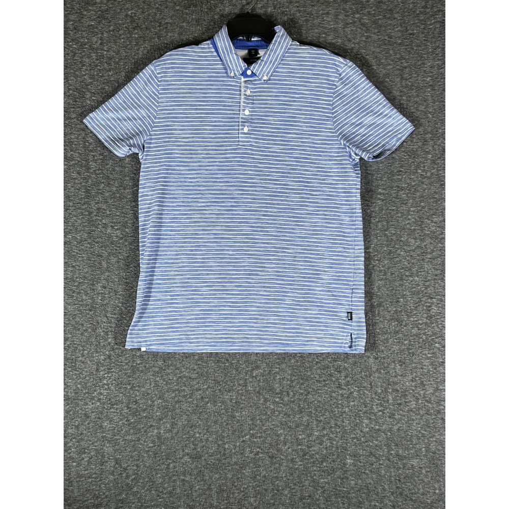 Hugo Boss Slim Fit Striped Polo Shirt Mens XXL Blue White Short Sleeve Cotton